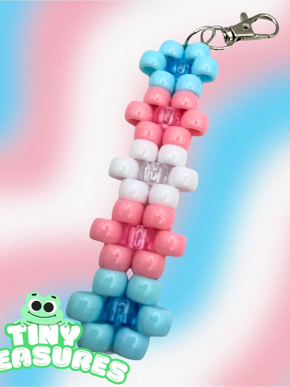 Trans Flag Kandi Flower Keychain